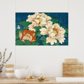 ヴィンテージ牡丹オンブルー ポスター (キッチン)