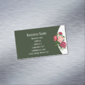 ヴィンテージ牡丹ガーデンフラワーウォーターカラーアート マグネット名刺 (インサイチュ)