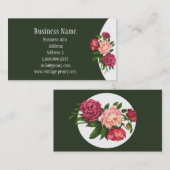 ヴィンテージ牡丹ガーデンフラワーウォーターカラーアート 名刺 (正面/裏面)