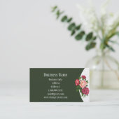 ヴィンテージ牡丹ガーデンフラワーウォーターカラーアート 名刺 (スタンド正面)