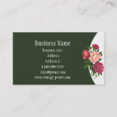 ヴィンテージ牡丹ガーデンフラワーウォーターカラーアート 名刺 (正面)