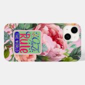 ヴィンテージ牡丹ガールズルールザワールド引用文 Case-Mate iPhoneケース (裏面 (横))