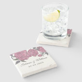 ヴィンテージ牡丹コースター ストーンコースター (横)