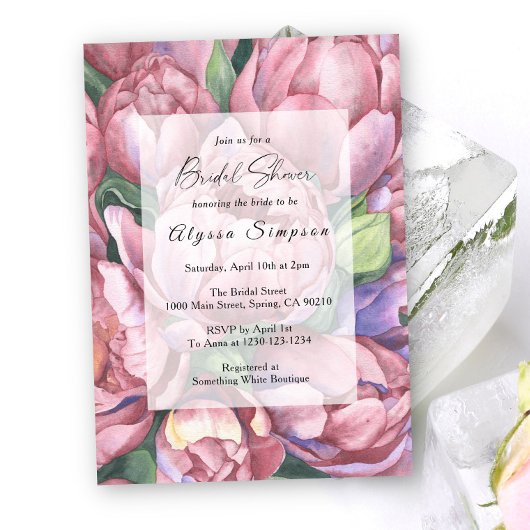 ヴィンテージ牡丹バラフローラブライダルシャワー 招待状