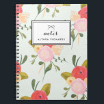 ヴィンテージ牡丹パタパーソナライズされたーン ノートブック<br><div class="desc">カスタマイズ可能なヴィンテージフローラルパターン付きノートブック。その他の色も利用可能。</div>