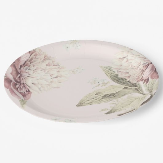 ヴィンテージ牡丹ファインアート結婚ズ ペーパープレート (アングル)