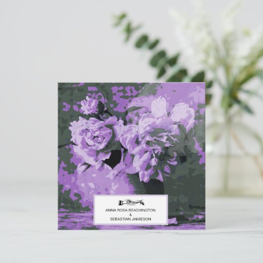 *~*ヴィンテージ牡丹フラワーアートQR RSVP AR23 結婚's 招待状 (スタンド正面)