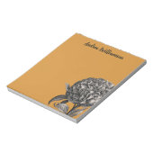 ヴィンテージ牡丹フラワーイラストレーションオンバタースコッチ ノートパッド (回転)