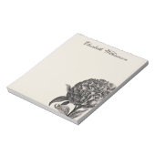 ヴィンテージ牡丹フラワーイラストレーション パーソナライズされた ノートパッド (回転)