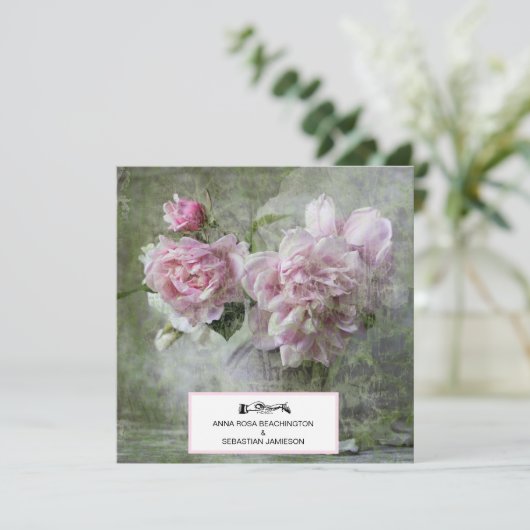 *~*ヴィンテージ牡丹フラワーソフトQR RSVP AR23 結婚's 招待状 (スタンド正面)