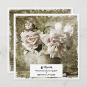 *~*ヴィンテージ牡丹フラワーAR23 QR RSVP 結婚's 招待状 (正面/裏面)