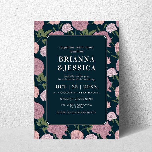 ヴィンテージ牡丹フローラ植物写真結婚ズ 招待状