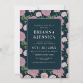 ヴィンテージ牡丹フローラ植物写真結婚ズ 招待状 (正面)