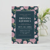 ヴィンテージ牡丹フローラ植物写真結婚ズ 招待状 (スタンド正面)