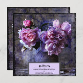 *~*ヴィンテージ牡丹フローラAR23 QR RSVP 結婚s 招待状 (正面/裏面)