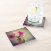 ヴィンテージ牡丹ブーケイングラスヴァース ガラスコースター (アングル)