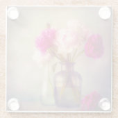 ヴィンテージ牡丹ブーケイングラスヴァース ガラスコースター (裏面)