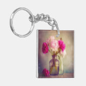 ヴィンテージ牡丹ブーケイングラスヴァース キーホルダー (正面左)