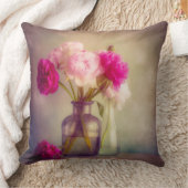 ヴィンテージ牡丹ブーケイングラスヴァース クッション (ブランケット)