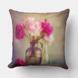 ヴィンテージ牡丹ブーケイングラスヴァース クッション