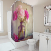 ヴィンテージ牡丹ブーケイングラスヴァース シャワーカーテン (インサイチュ)