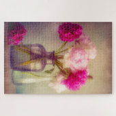 ヴィンテージ牡丹ブーケイングラスヴァース ジグソーパズル (横)