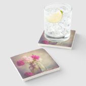 ヴィンテージ牡丹ブーケイングラスヴァース ストーンコースター (横)