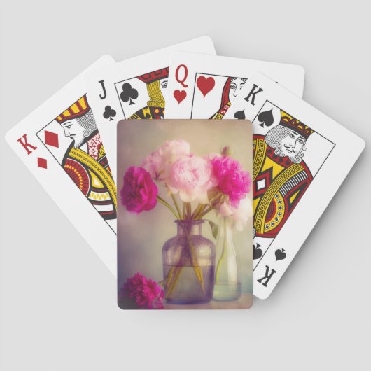 ヴィンテージ牡丹ブーケイングラスヴァース トランプ (裏面)