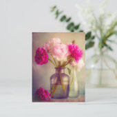 ヴィンテージ牡丹ブーケイングラスヴァース ポストカード (スタンド正面)