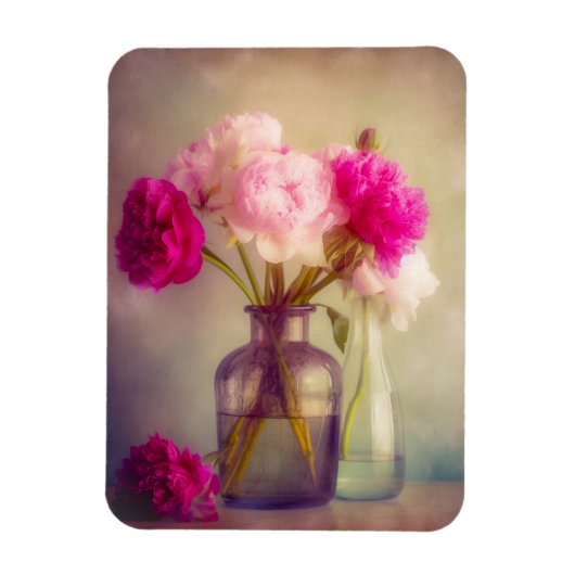 ヴィンテージ牡丹ブーケイングラスヴァース マグネット (縦)