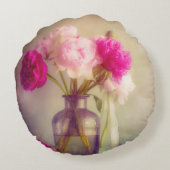 ヴィンテージ牡丹ブーケイングラスヴァース ラウンドクッション (裏面)