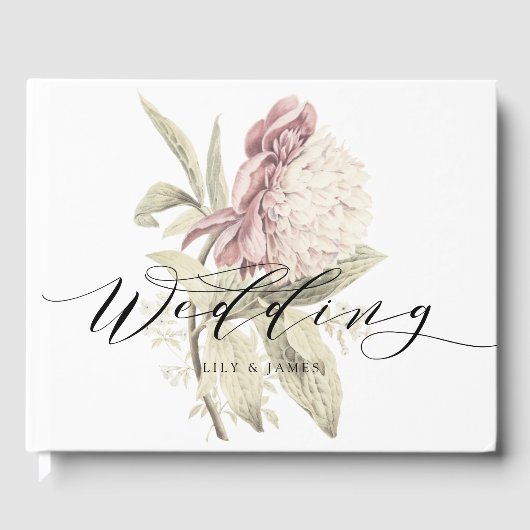 ヴィンテージ牡丹植物学ファインアート ゲストブック (正面)