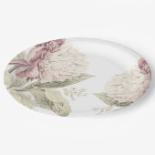 ヴィンテージ牡丹植物性ファインアート結婚ズ紙プラ ペーパープレート (アングル)