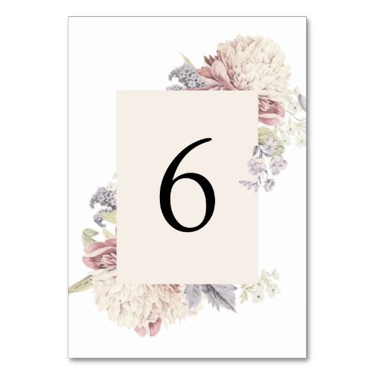 ヴィンテージ牡丹植物性ファインアート結婚ズ テーブルナンバー (正面)