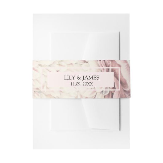 ヴィンテージ牡丹植物性ファインアート結婚ズ 招待状ベリーバンド (正面例)