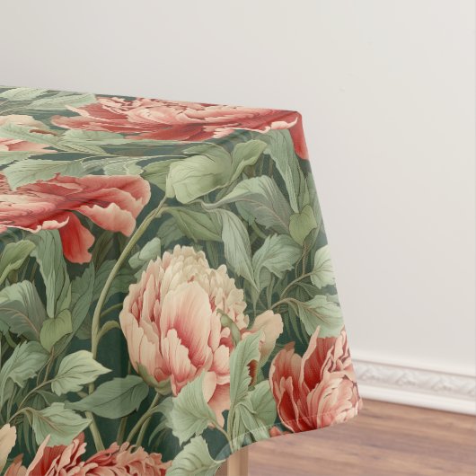 ヴィンテージ牡丹模様セージ緑&バラテーブルクロス テーブルクロス (インサイチュ)