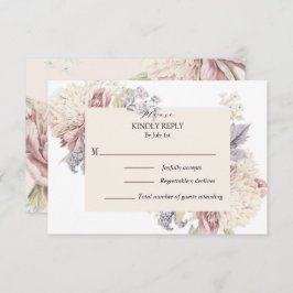 ヴィンテージ牡丹素晴らし植物結婚芸術 出欠カード