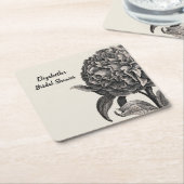 ヴィンテージ牡丹花エレガントフローラ スクエアペーパーコースター (アングル)