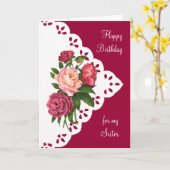 ヴィンテージ牡丹花シスター誕生日 カード (黄色い花)