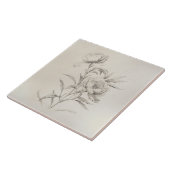 ヴィンテージ牡丹3植物装飾瓦 タイル (側面)