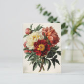 ヴィンテージ牡丹：時代を超越したフローラエレガンス ポストカード (スタンド正面)