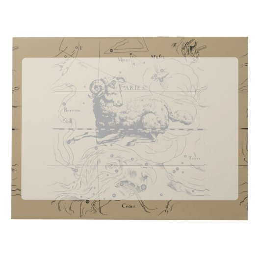 ヴィンテージ牡羊座の地図Hevelius 1690 ノートパッド (正面)