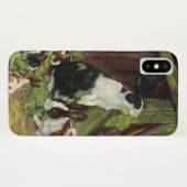 ヴィンテージ牧場の動物+ウサギのペット+ウサギ小屋で遊ぶ Case-Mate iPhoneケース (裏面(横))