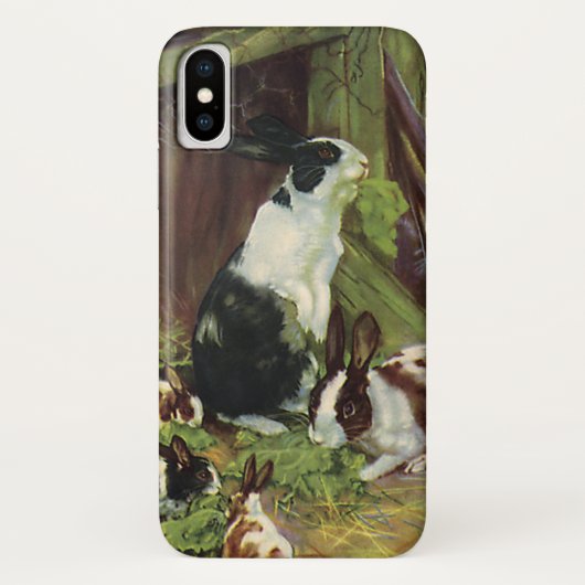 ヴィンテージ牧場の動物+ウサギのペット+ウサギ小屋で遊ぶ Case-Mate iPhoneケース (裏面)