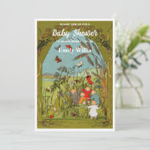 ヴィンテージ牧草地ベビージェンダーストーリーブックシャワー 招待状 (スタンド正面)