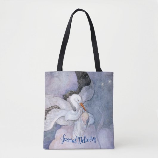 ヴィンテージ特別配送ストーク赤ちゃんシャワー トートバッグ (正面)