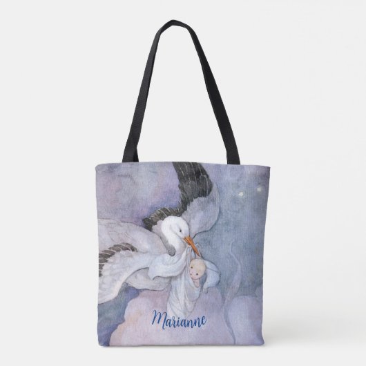 ヴィンテージ特別配送ストーク赤ちゃんシャワー トートバッグ (裏面)