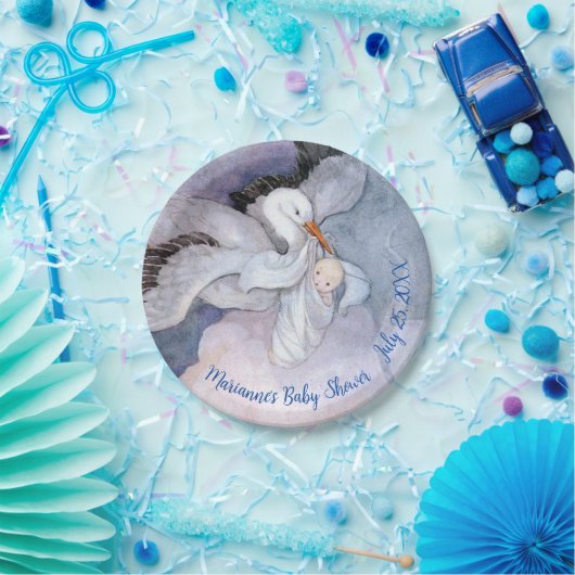 ヴィンテージ特別配送ストーク赤ちゃんシャワー ペーパープレート (パーティー)