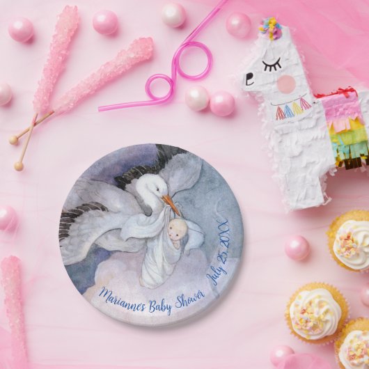 ヴィンテージ特別配送ストーク赤ちゃんシャワー ペーパープレート (パーティー)