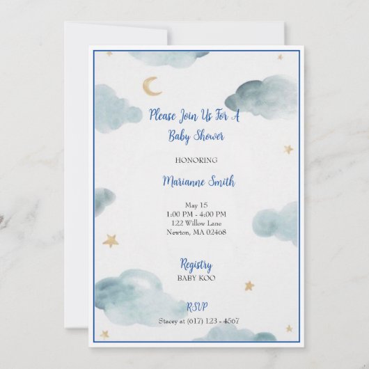 ヴィンテージ特別配送ストーク赤ちゃんシャワー 招待状 (裏面)